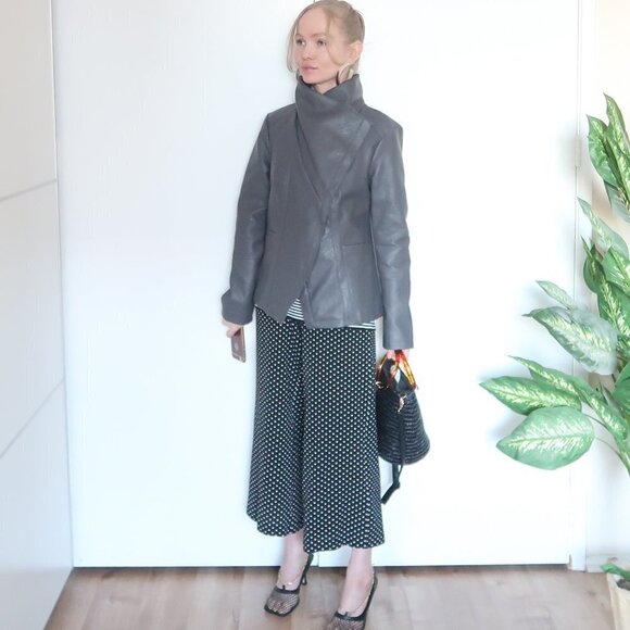 Alfani Gray Vegan Leather Jacket With Big Sherpa Collar - Picture 7 of 14